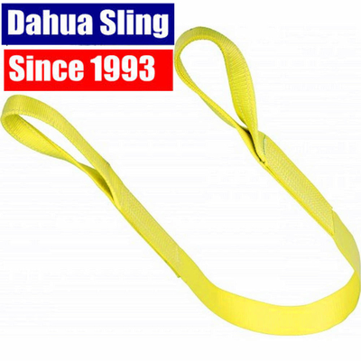 Jaune 3 tonnes 2 plis Polyester à levage plat Sling légers Sling pour les yeux, norme WSTDA
